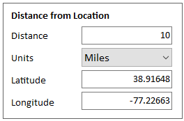 Entity Distance Search from a Latitude and Longitude